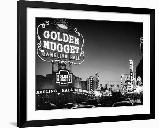 The Golden Nugget Gambling Hall Lighting Up Like a Candle-J. R. Eyerman-Framed Premium Photographic Print