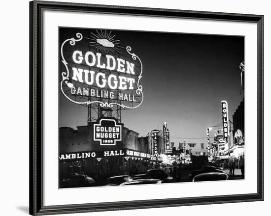 The Golden Nugget Gambling Hall Lighting Up Like a Candle-J. R. Eyerman-Framed Premium Photographic Print