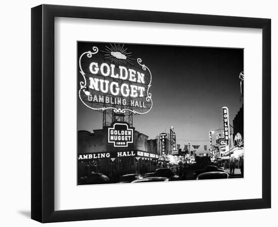 The Golden Nugget Gambling Hall Lighting Up Like a Candle-J. R. Eyerman-Framed Photographic Print