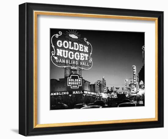 The Golden Nugget Gambling Hall Lighting Up Like a Candle-J. R. Eyerman-Framed Photographic Print