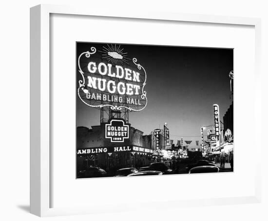 The Golden Nugget Gambling Hall Lighting Up Like a Candle-J. R. Eyerman-Framed Photographic Print