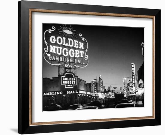 The Golden Nugget Gambling Hall Lighting Up Like a Candle-J. R. Eyerman-Framed Photographic Print