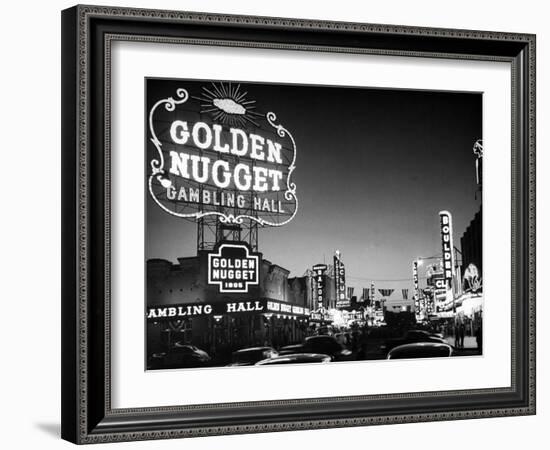 The Golden Nugget Gambling Hall Lighting Up Like a Candle-J. R. Eyerman-Framed Photographic Print