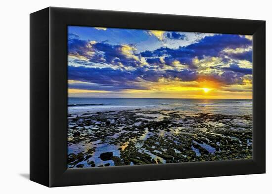 The golden setting sun reflects a gold glow on the beach at Pererenan Beach, Bali, Indonesia-Greg Johnston-Framed Premier Image Canvas