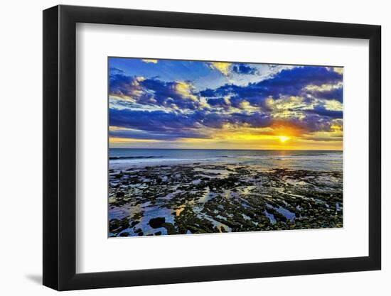 The golden setting sun reflects a gold glow on the beach at Pererenan Beach, Bali, Indonesia-Greg Johnston-Framed Photographic Print