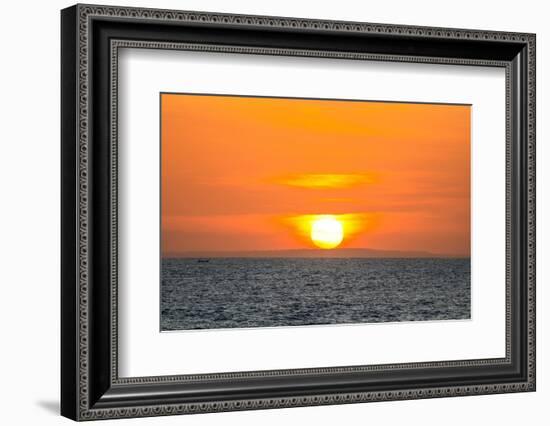 The golden setting sun reflects a gold glow on the beach at Pererenan Beach, Bali, Indonesia-Greg Johnston-Framed Photographic Print