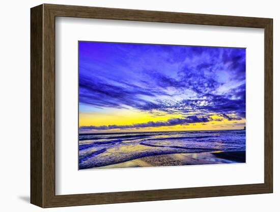 The golden setting sun reflects a gold glow on the beach at Pererenan Beach, Bali, Indonesia-Greg Johnston-Framed Photographic Print