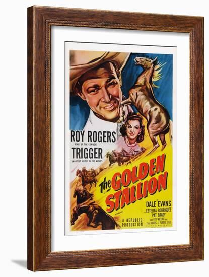 The Golden Stallion, from Top: Roy Rogers, Dale Evans, Trigger (Far Right), 1949-null-Framed Art Print