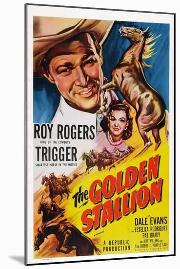 The Golden Stallion, from Top: Roy Rogers, Dale Evans, Trigger (Far Right), 1949-null-Mounted Art Print