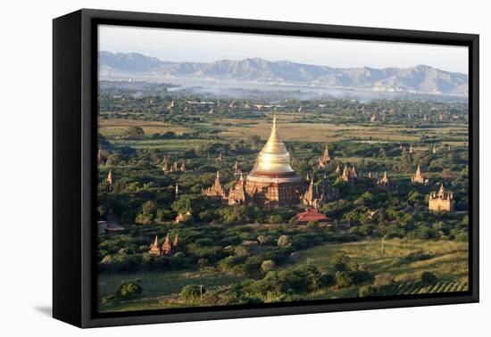 The Golden Stupa of Dhammayazika Pagoda Amongst Some Other Terracotta Buddhist Temples in Bagan-Annie Owen-Framed Premier Image Canvas