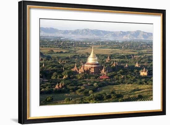 The Golden Stupa of Dhammayazika Pagoda Amongst Some Other Terracotta Buddhist Temples in Bagan-Annie Owen-Framed Photographic Print