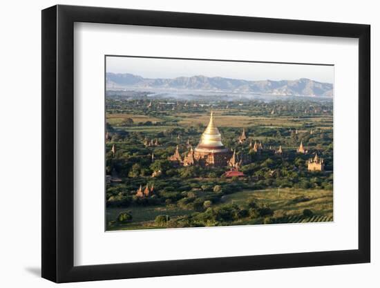 The Golden Stupa of Dhammayazika Pagoda Amongst Some Other Terracotta Buddhist Temples in Bagan-Annie Owen-Framed Photographic Print