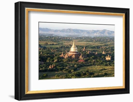 The Golden Stupa of Dhammayazika Pagoda Amongst Some Other Terracotta Buddhist Temples in Bagan-Annie Owen-Framed Photographic Print