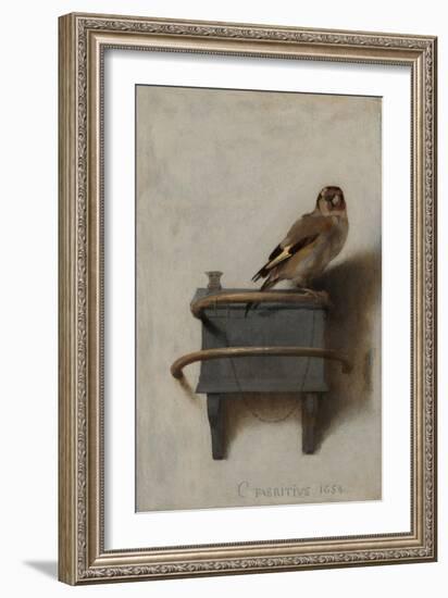 The Goldfinch, 1654, by Carel Fabritius, 1622-1654, Dutch painting,-Carel Fabritius-Framed Art Print