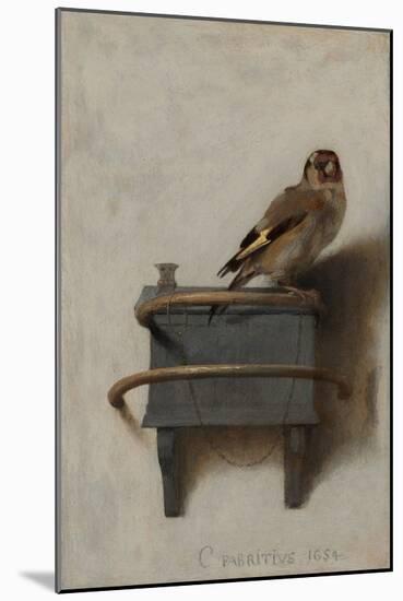 The Goldfinch, 1654, by Carel Fabritius, 1622-1654, Dutch painting,-Carel Fabritius-Mounted Art Print