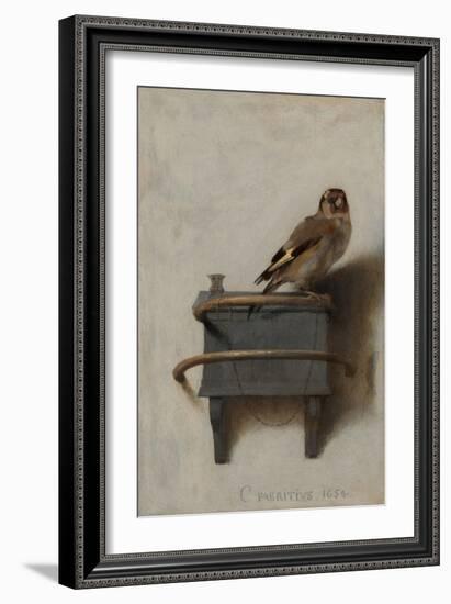 The Goldfinch, 1654, by Carel Fabritius, 1622-1654, Dutch painting,-Carel Fabritius-Framed Art Print