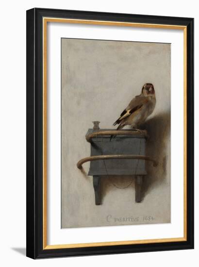 The Goldfinch, 1654, by Carel Fabritius, 1622-1654, Dutch painting,-Carel Fabritius-Framed Art Print