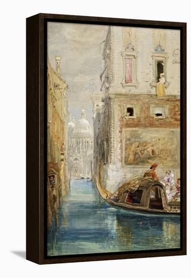 The Gondola, Venice, with Santa Maria Della Salute in the Distance, 1865-James Holland-Framed Premier Image Canvas