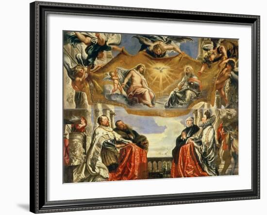 The Gonzaga Family in Adoration of the Holy Trinity-Peter Paul Rubens-Framed Giclee Print