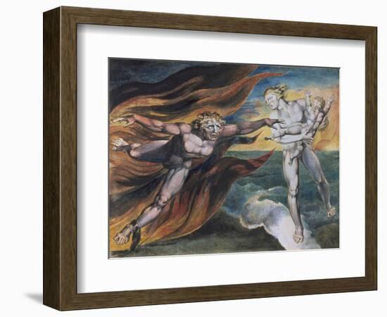 The Good and Evil Angels-William Blake-Framed Giclee Print