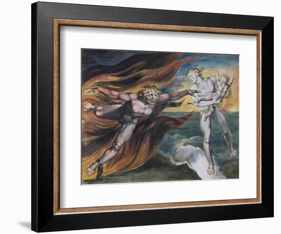 The Good and Evil Angels-William Blake-Framed Giclee Print