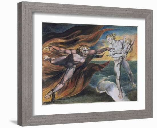 The Good and Evil Angels-William Blake-Framed Giclee Print