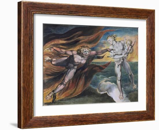 The Good and Evil Angels-William Blake-Framed Giclee Print