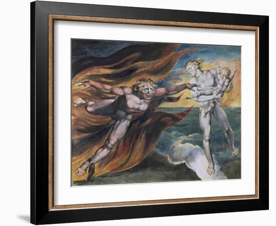 The Good and Evil Angels-William Blake-Framed Giclee Print