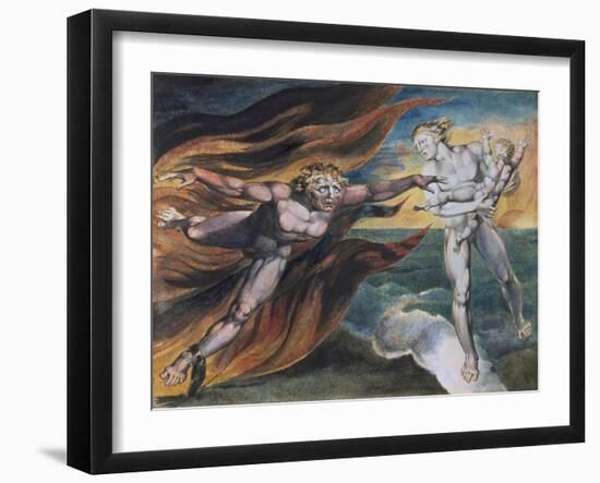 The Good and Evil Angels-William Blake-Framed Giclee Print