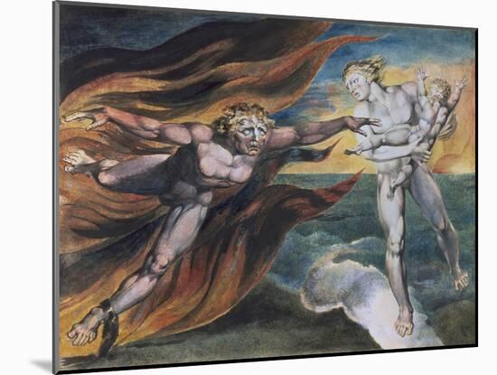 The Good and Evil Angels-William Blake-Mounted Giclee Print