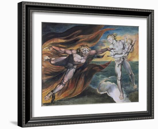 The Good and Evil Angels-William Blake-Framed Giclee Print