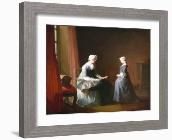 The Good Education, C.1753 (Oil on Canvas)-Jean-Baptiste Simeon Chardin-Framed Giclee Print