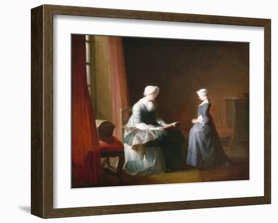 The Good Education, C.1753 (Oil on Canvas)-Jean-Baptiste Simeon Chardin-Framed Giclee Print