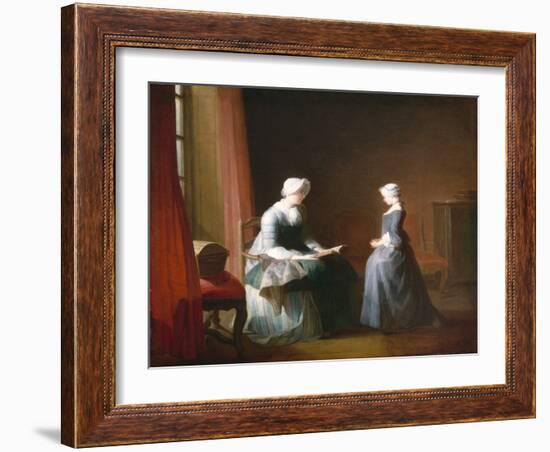 The Good Education, C.1753 (Oil on Canvas)-Jean-Baptiste Simeon Chardin-Framed Giclee Print