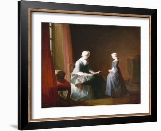 The Good Education, C.1753 (Oil on Canvas)-Jean-Baptiste Simeon Chardin-Framed Giclee Print