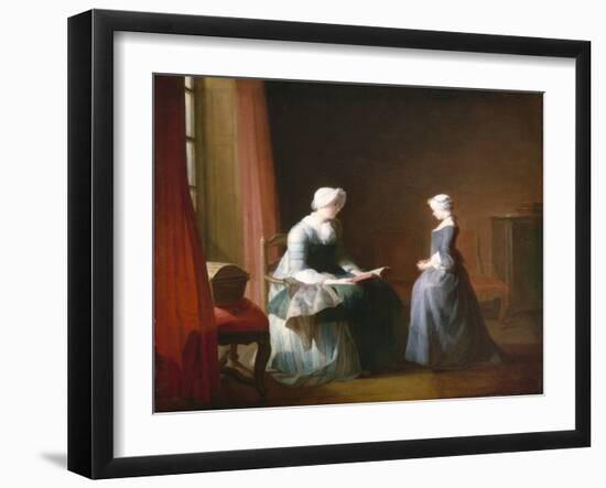 The Good Education, C.1753 (Oil on Canvas)-Jean-Baptiste Simeon Chardin-Framed Giclee Print