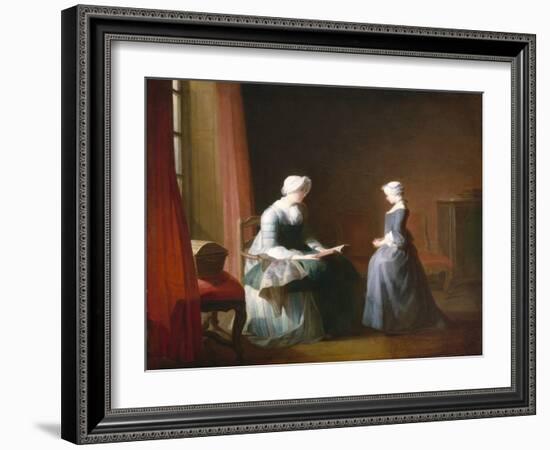 The Good Education, C.1753 (Oil on Canvas)-Jean-Baptiste Simeon Chardin-Framed Giclee Print