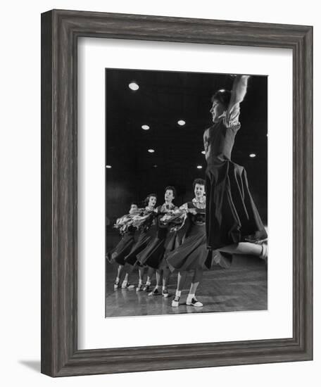 The Good-Girls of Central Catholic High School Performing their Cheerleading Act in the Gym-Nat Farbman-Framed Photographic Print