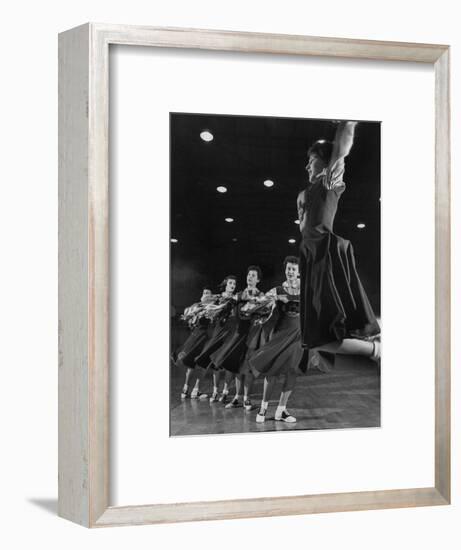 The Good-Girls of Central Catholic High School Performing their Cheerleading Act in the Gym-Nat Farbman-Framed Photographic Print