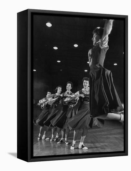 The Good-Girls of Central Catholic High School Performing their Cheerleading Act in the Gym-Nat Farbman-Framed Premier Image Canvas