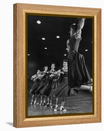 The Good-Girls of Central Catholic High School Performing their Cheerleading Act in the Gym-Nat Farbman-Framed Premier Image Canvas