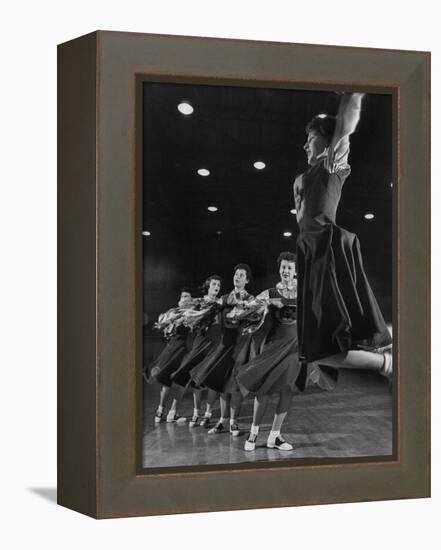 The Good-Girls of Central Catholic High School Performing their Cheerleading Act in the Gym-Nat Farbman-Framed Premier Image Canvas