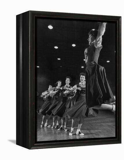 The Good-Girls of Central Catholic High School Performing their Cheerleading Act in the Gym-Nat Farbman-Framed Premier Image Canvas