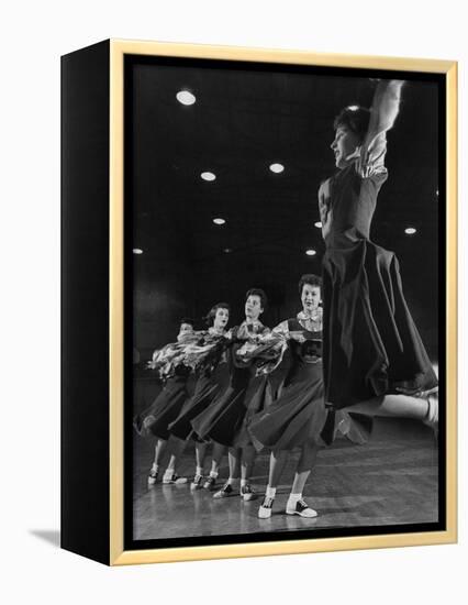 The Good-Girls of Central Catholic High School Performing their Cheerleading Act in the Gym-Nat Farbman-Framed Premier Image Canvas