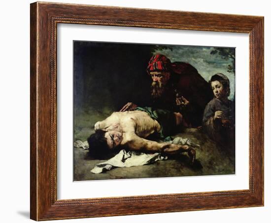 The Good Samaritan, 1870-75 (Oil on Canvas)-Auguste Theodule Ribot-Framed Giclee Print