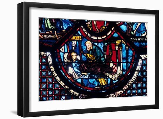 The Good Samaritan Cares for the Pilgrim, Stained Glass, Chartres Cathedral, France, 1205-1215-null-Framed Photographic Print