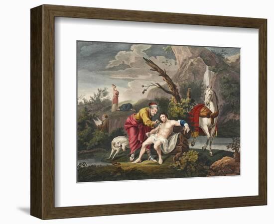The Good Samaritan, Illustration from 'Hogarth Restored: the Whole Works of the Celebrated…-William Hogarth-Framed Giclee Print