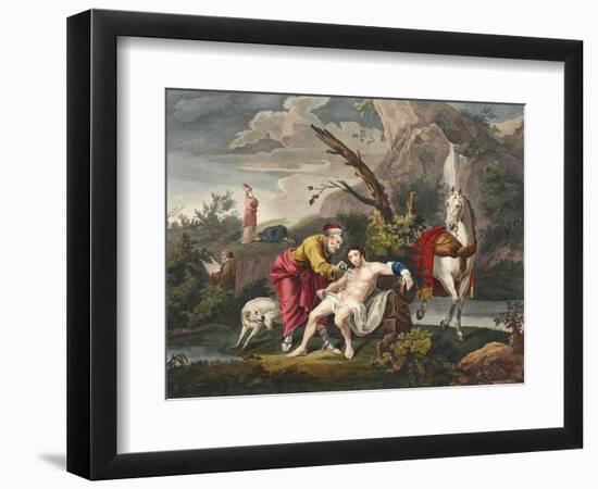 The Good Samaritan, Illustration from 'Hogarth Restored: the Whole Works of the Celebrated…-William Hogarth-Framed Giclee Print