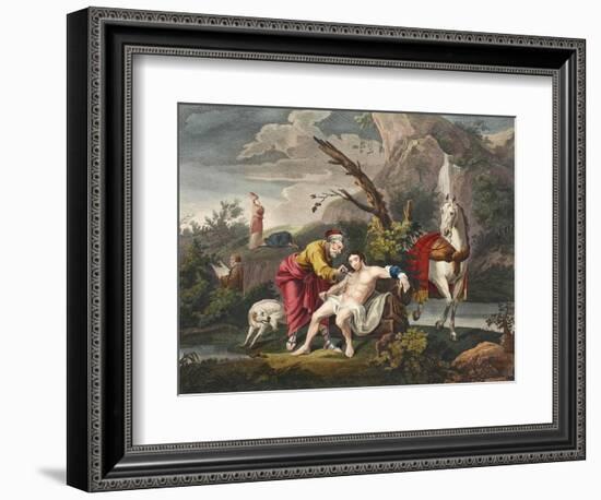 The Good Samaritan, Illustration from 'Hogarth Restored: the Whole Works of the Celebrated…-William Hogarth-Framed Giclee Print