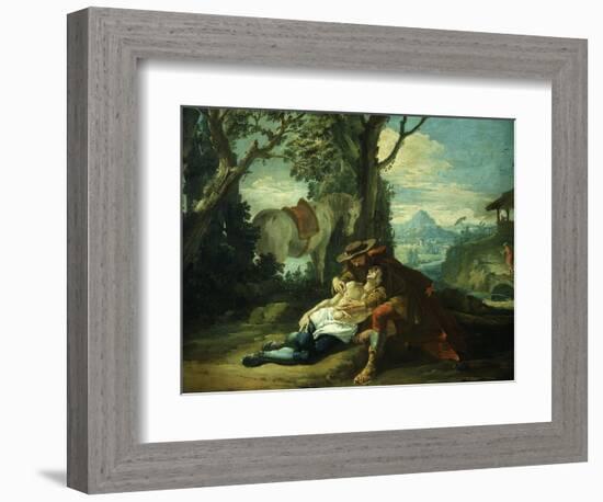 The Good Samaritan - Samaritan Helping Wounded Robbed Man-Domenico Fontebasso-Framed Giclee Print